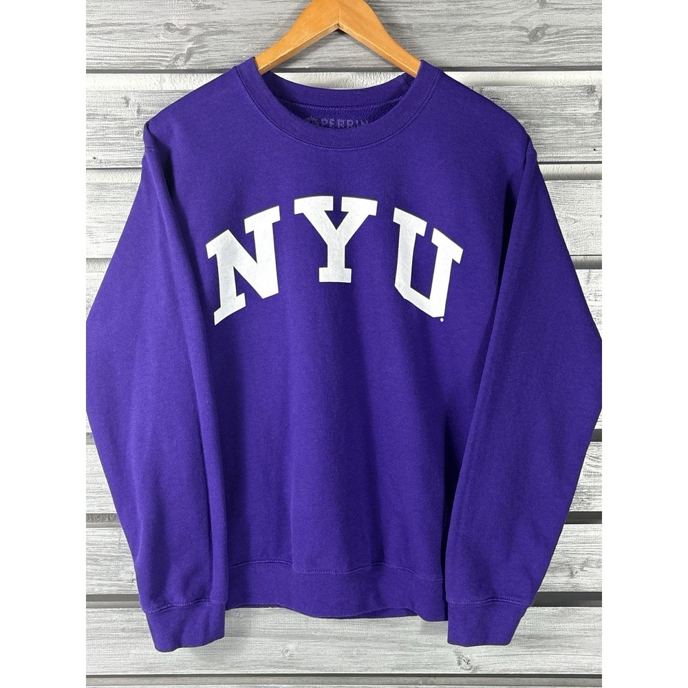New York University NYU Sweatshirt Mens Small Purple Crewneck Pullover Perrin